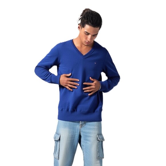 Tommy Hilfiger Men's Blue, 100% Cotton Pullover Crewneck Sweater. Size Large - Picture 1 of 13